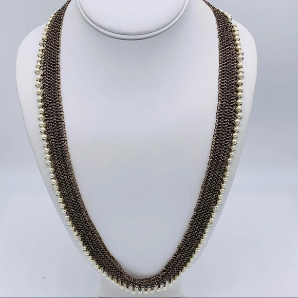 J. Crew Mesh and Pearl Necklace - Picture 1 of 3